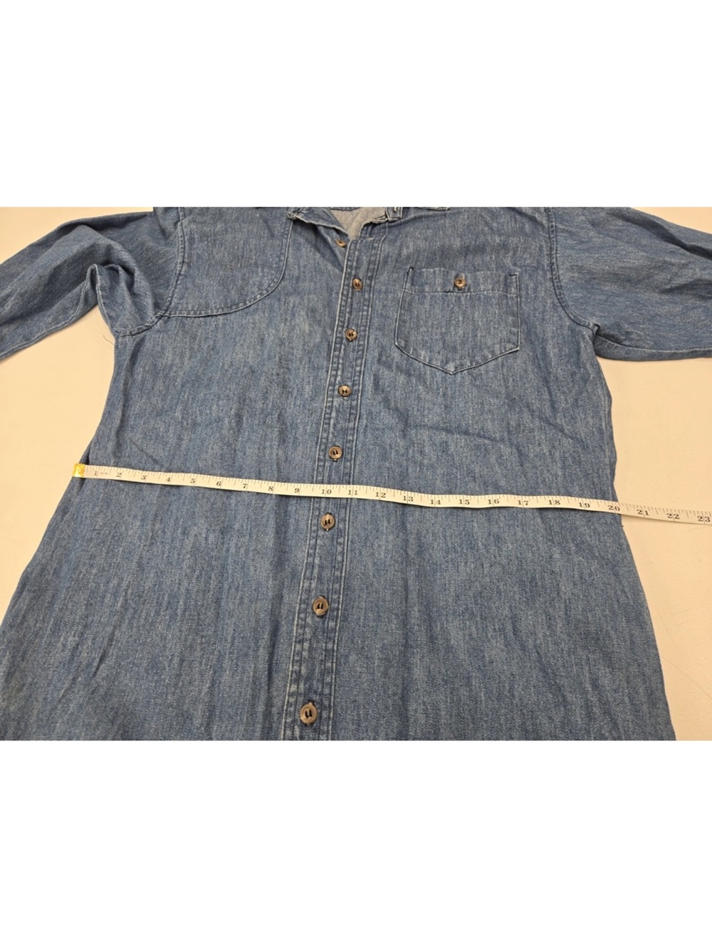 Vintage Ralph Lauren Denim Button Down Maxi Dress Duster Made In USA Size 12 - Picture 10 of 13